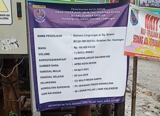 PEKERJAAN SALURAN DRAINASE JALAN LINGKUNGAN GANG SA’AMIN RT 001 RW 002 BEDAHAN PIHAK PELAKSANA PROYEK, MONITORING DAN KONSULTAN PENGAWAS JARANG DILOKASI