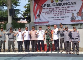 Forkopimcam Cibinong Gelar Apel Siaga Pengamanan Pilkada 2024