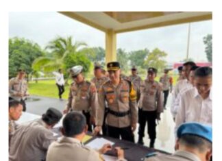 Polres OKI Gelar Pemeriksaan Senpi(Senjata Api)Personel untuk Tingkatkan Kedisiplinan