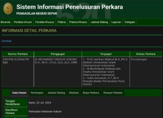 PN Depok Beri Klarifikasi, M Firdaus Oiwobo Pada Sidang Perdata Adalah Sebagai Penggugat Dan Bukan Pengacara