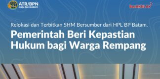 Relokasi dan Terbitkan SHM Bersumber Dari HPL BP Batam, Pemerintah Beri Kepastian Hukum bagi Warga Rempang