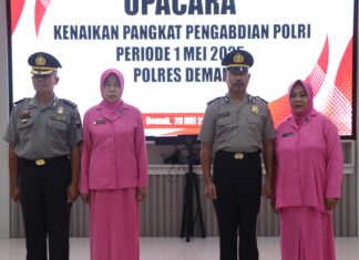 Upacara Kenaikan Pangkat, Kapolres Demak : Ini Adalah Penghargaan Bagi Personel Berdedikasi Tinggi
