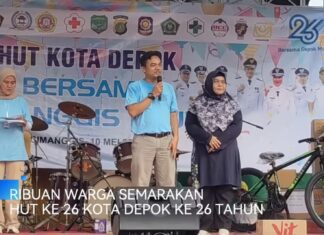 Meriahkan HUT Kota Depok, Ribuan Warga Cimanggis Ikuti Gerak Jalan Santai
