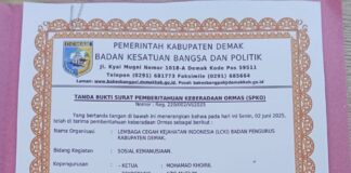 DPC LSM LCKI Resmi Daftar di Kesbangpol Kabupaten Demak