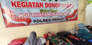 Sambut Hari Bhayangkara Ke-79, Polres Demak Gelar Bakti Kesehatan Donor Darah