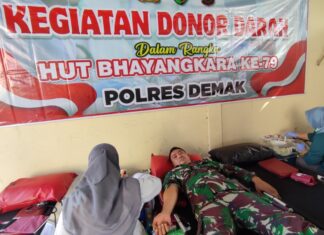 Sambut Hari Bhayangkara Ke-79, Polres Demak Gelar Bakti Kesehatan Donor Darah