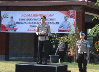 Gelar Tradisi Pembaretan, Kapolres Demak : Baret Adalah Tanda Tanggungjawab Sebagai Anggota Polri