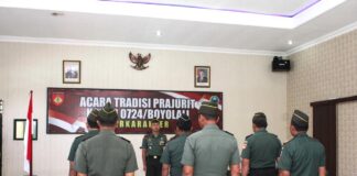 Dandim 0724/Boyolali Lepas Perwira dengan Penuh Kehormatan dan Kekeluargaan