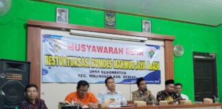 Musyawarah Desa Restuktursasi BUMDes Makmur jaya Abadi Desa Kebonbatur Kecamatan mranggen Kabupaten Demak