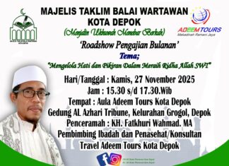 Majelis Taklim Balai Wartawan Kota Depok Gelar Roadshow Pengajian Bulanan di Kantor Travel Adeem Tours