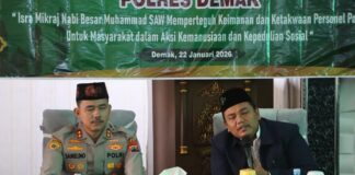 Polres Demak Gelar Pengajian Isra Mi’raj 1447 H, Teguhkan Keimanan dan Kepedulian Sosial Personel